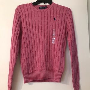 Ralph Lauren Pink Cable Neck Sweater
